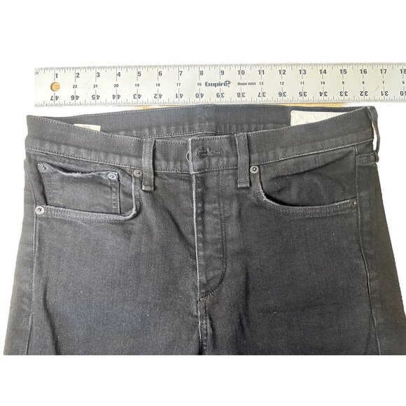 Rag & Bone Fit 1 Extra Slim Jeans Mens 31 Black Button Fly Distressed Mid Rise - Picture 6 of 16